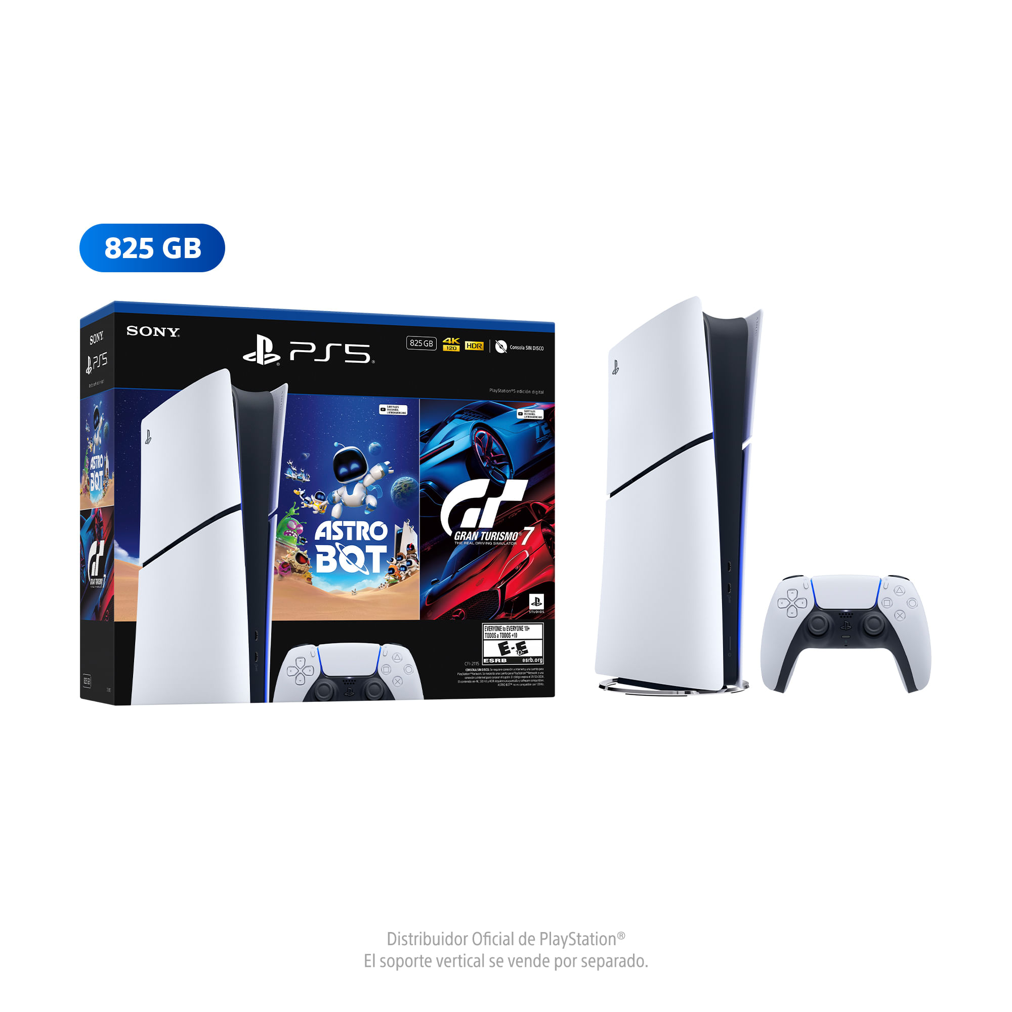Consola PS5 Digital Slim 825GB + Astro Bot + Gran Turismo 7