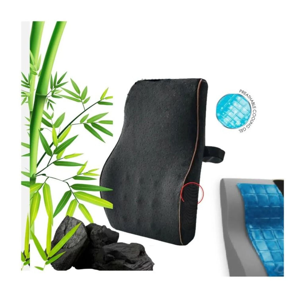 COJIN LUMBAR ORTOPEDICO CON GEL FUNDA NEGRA