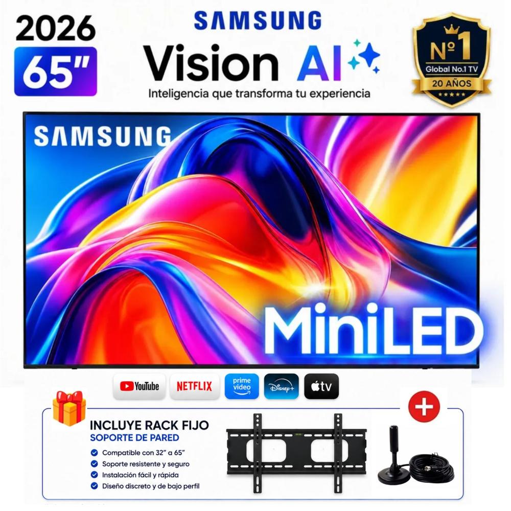 Televisor smart Samsung M70 65 4K UHD Mini LED Tizen OS UN65M70HAGXPE - Rack - Antena