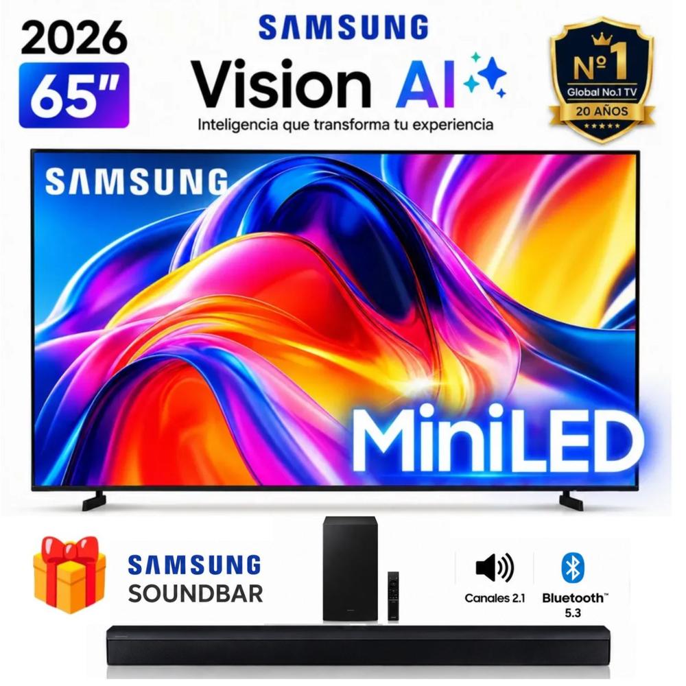 Televisor smart Samsung M70 65 4K UHD Mini LED Tizen OS UN65M70HAGXPE - Soundbar B450