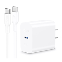 CARGADOR 1HORA GAN 20W INCLUYE CABLE USB-C 3ACOLOR BLANCO