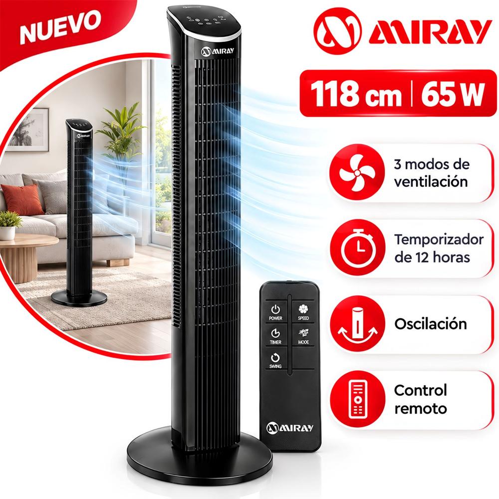 Ventilador Torre Miray con Control 118 cm VMTT-VITA
