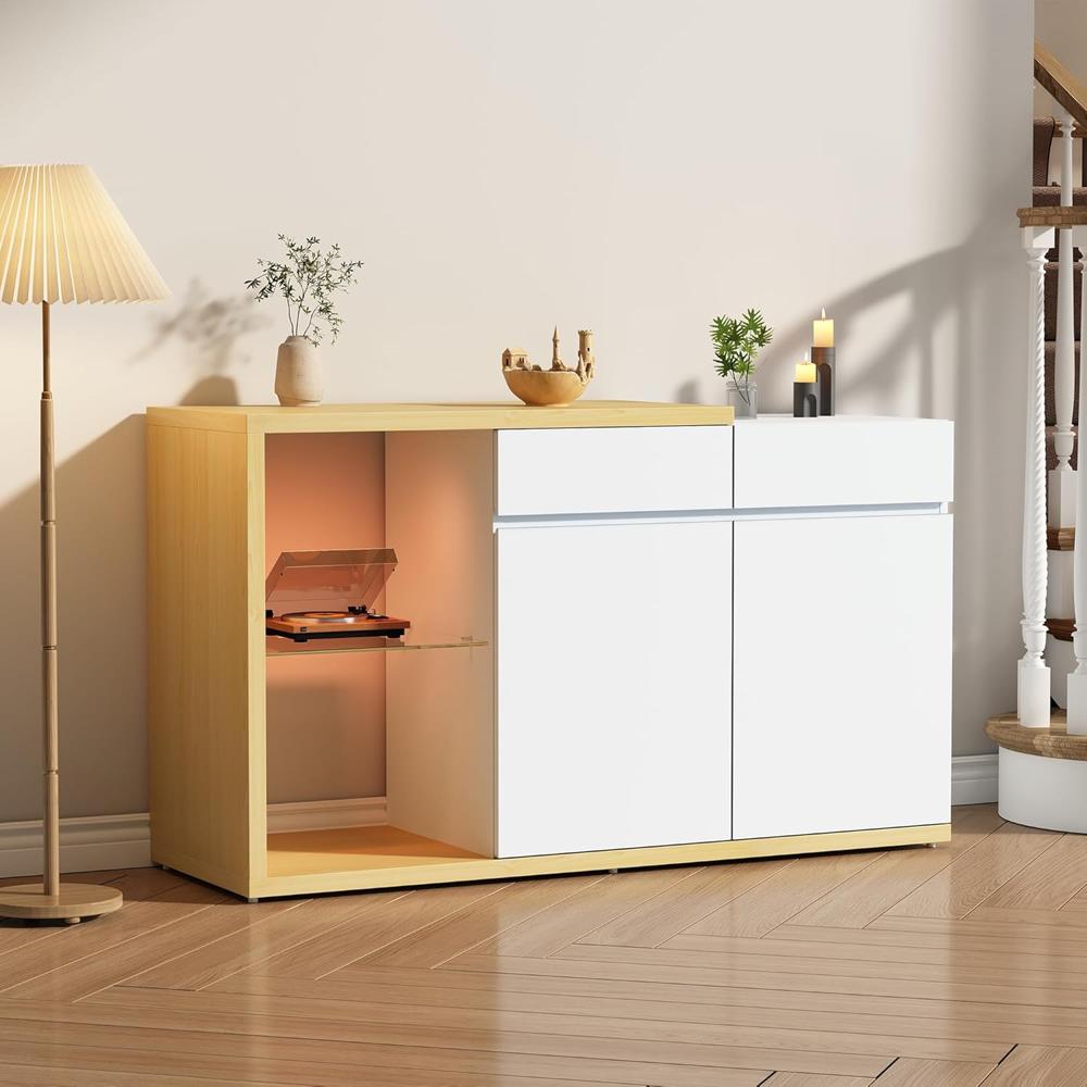 APARADOR TUWOL 2 PUERTAS 2 CAJONES BLANCO ROBLE 120CM