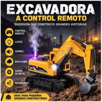 Excavadora a Control Remoto con Pala de METAL - Luces LED - Sonido - Efecto Humo 2026