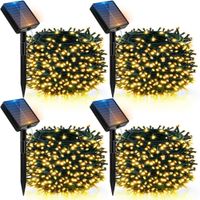 Pack x4 Guirnalda LED Solar Ámbar 20m 300 LED Doble Carga USB-C