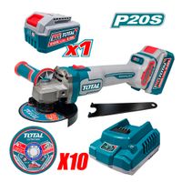 Amoladora Inalambrica 115mm Total TAGLI271531 20V 1Bat x 4Ah Brushless