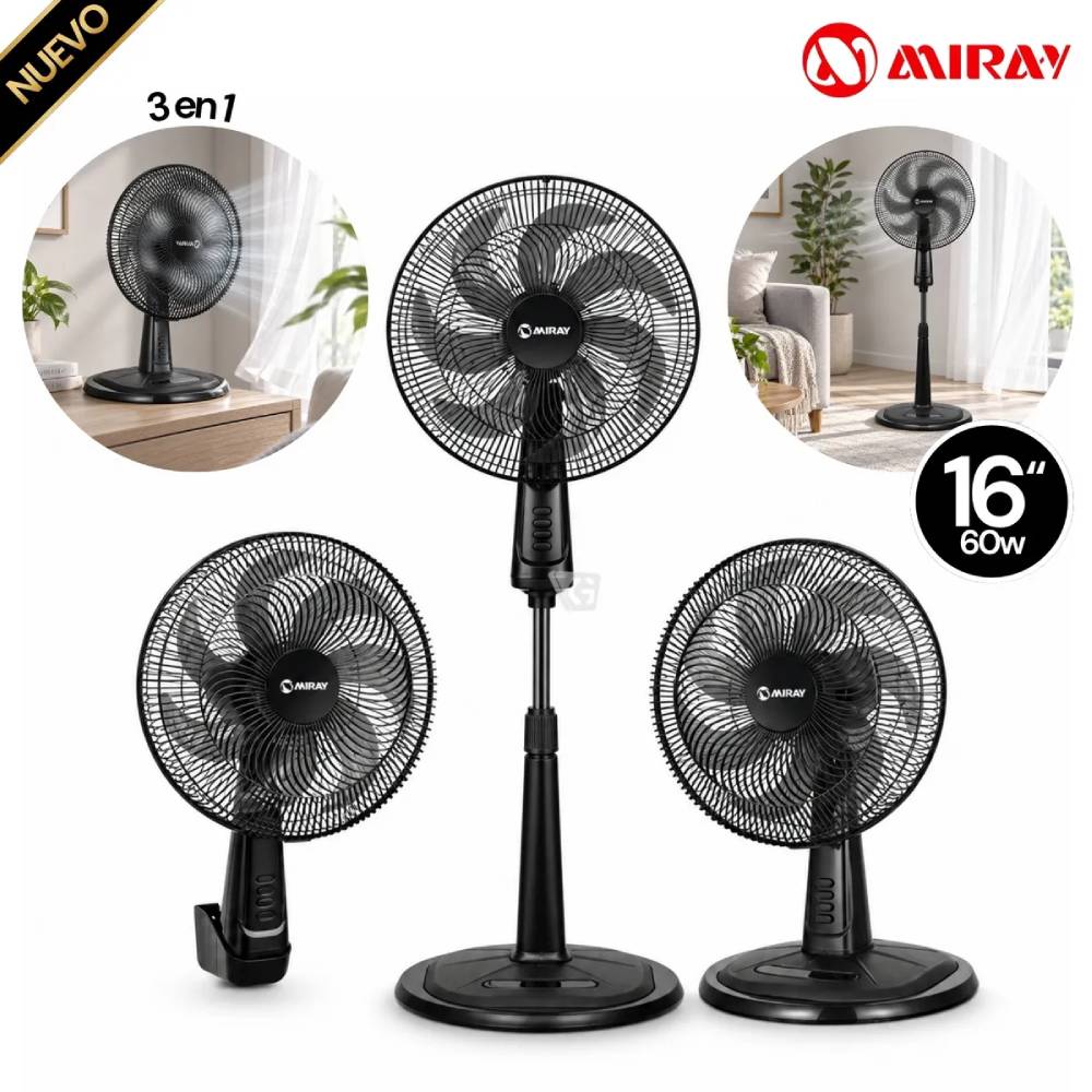Ventilador Pedestal Miray 3 en 1 de 16 VMP-1059