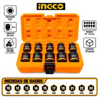 Juego de Dados de Impacto 12.7 mm INGCO HKISSD12101 10 Pzs