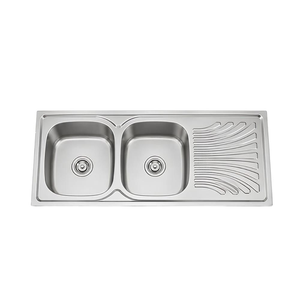 Lavaplatos de Cocina Premium Acero Inoxidable Doble Poza con Escurridor Lateral