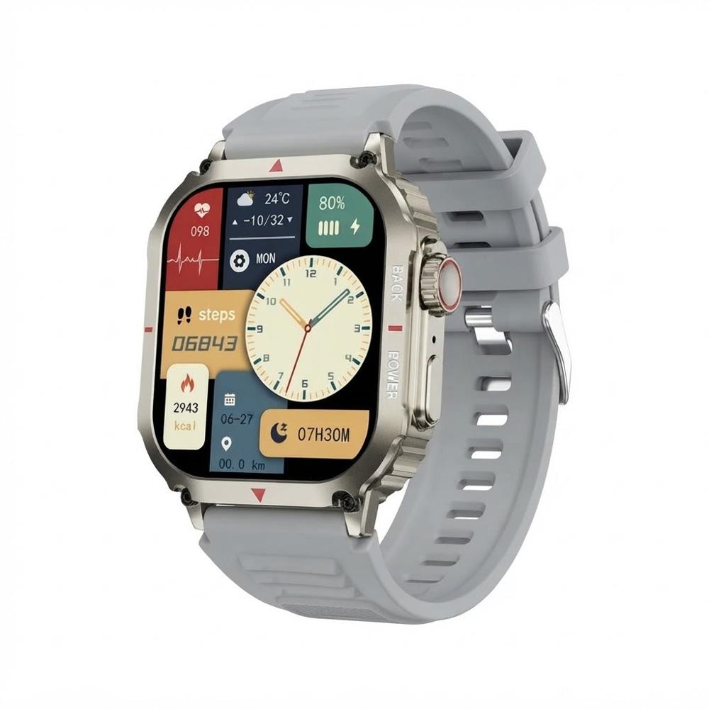 RELOJ INTELIGENTE SMARTWATCH DK66 CON BLUETOOTH DISPOSITIVO CON LLAMADAS NFC COLOR GRIS.