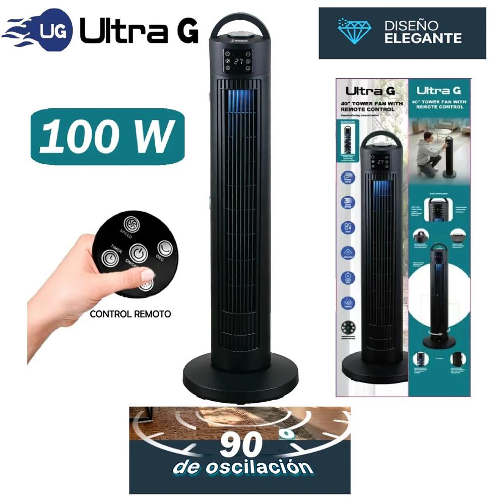 Ventilador De Torre 40 pulg. Silencioso Ultra G 100W Con control remoto