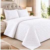 Cubrecama y Juego de sabanas 1.5 plazas 100 Algodón BLANCO