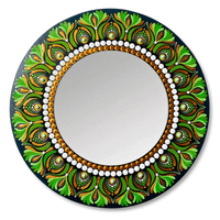 Espejo decorativo de pared Reya Mándala Verde 50 cm