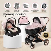 Coche Moisés Travel System ORION PLUS Función Maleta con Porta Bebé y Pañalera Pink
