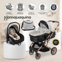 Coche Moisés Travel System ORION PLUS Función Maleta con Porta Bebé y Pañalera Gray