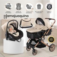Coche Moisés Travel System ORION PLUS Función Maleta con Porta Bebé y Pañalera Beige