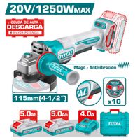 AMOLADORA 20V BL 3000-9500RPM 115MM M14 1250WMAX 2X5.0AH TL ACC MALETIN IND