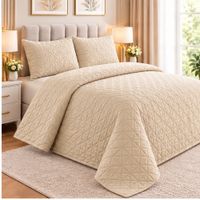 Cubrecama y Juego de sabanas 1.5 plazas 100 Algodón CREMA