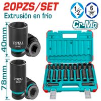 SET DADOS IMPACTO CORTO LARGO 1- 2X 10-24 MM 20PCS CR-MO MALETIN INDUSTRIAL