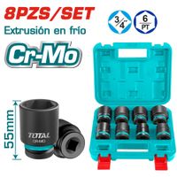 SET DADOS IMPACTO CORTO 3-4 PULG 8PCS 26-38MM CR-MO MALETIN INDUSTRIAL