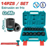 SET DADOS IMPACTO 1-2 PULG 14PCS 10- 27MM CR-MO MALETIN INDUSTRIAL