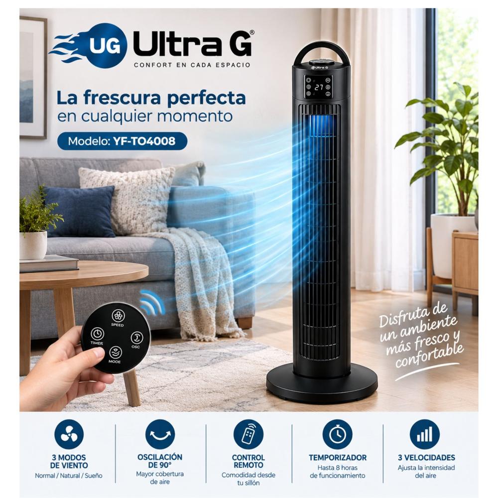Ventilador De Torre 40'' Ultra G YF-TO4008 Silencioso 100W