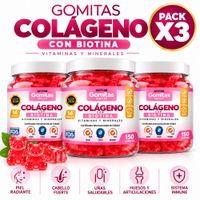 PACK 3 GOMITAS COLÁGENO CON BIOTINA PARA ADULTOS 450 GOMITAS SOTTCOR LABS