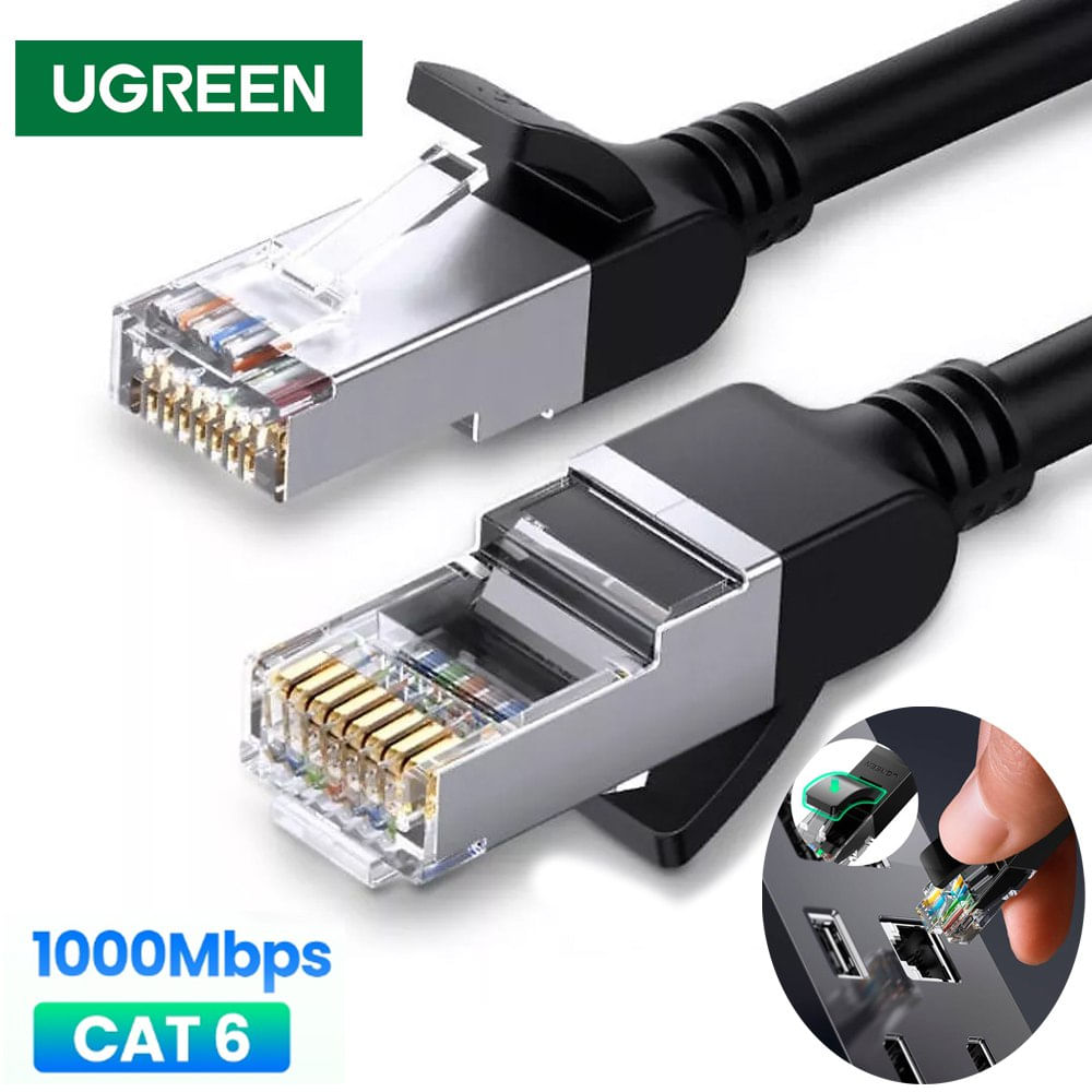 Cable de Red Cat 6 Ugreen Rj45 1Gbps 2 Metros Patch Cord puro Cobre