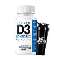 Vitamina D3 EVOGEN 5000 IU - 60 Capsulas + Shaker