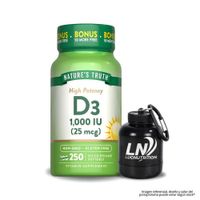 Vitamina D3 1000 IU 25 mcg Nature's Truth - 250 cápsulas + Portaproteina