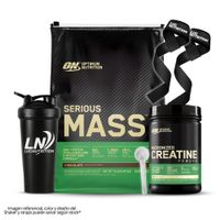 Serious Mass 12 LB Ganador de Masa - Chocolate + Creatina Optimum Nutrition 600 g + Shaker + Straps