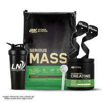 Serious Mass 12 LB Ganador de Masa - Chocolate + Creatina Optimum Nutrition 300 g + Shaker + Straps