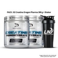 PACK X 02 - Creatina Dragon Pharma 300 g - Creatina Monohidratada y Micronizada + Shaker
