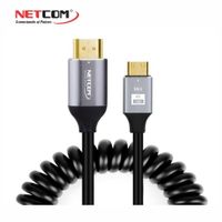 CABLE HDMI A MINI HDMI DE 50 CM TIPO ESPIRAL ULTRA HD 4K 60HZ NETCOM