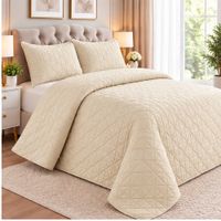 Cubrecama y Juego de sabanas 1.5 plazas 100 Algodón BEIGE