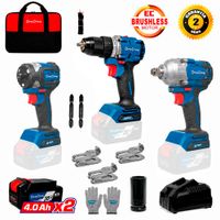 Combo Taladro Percutor 60Nm x Llave Impacto 488Nm x Atornillador Impacto 208Nm