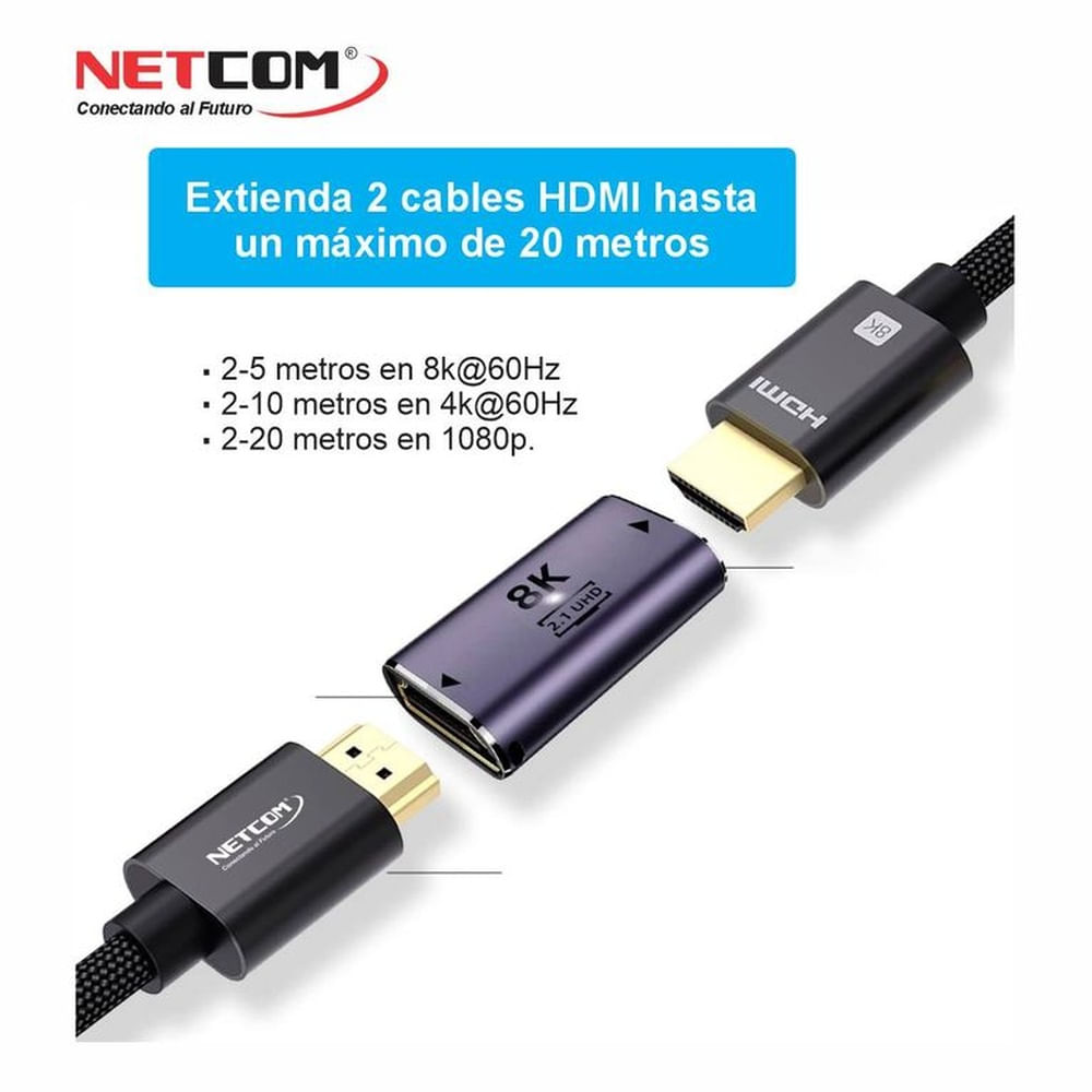 ADAPTADOR UNION EMPALME HDMI 2.1 HEMBRA ULTRA HD 8K60HZ 4K120HZ NETCOM