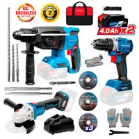 Combo Dongcheng Inalámbrico DCKIT51.02BK Taladro 60 Nm x Rotomartillo x Amoladora