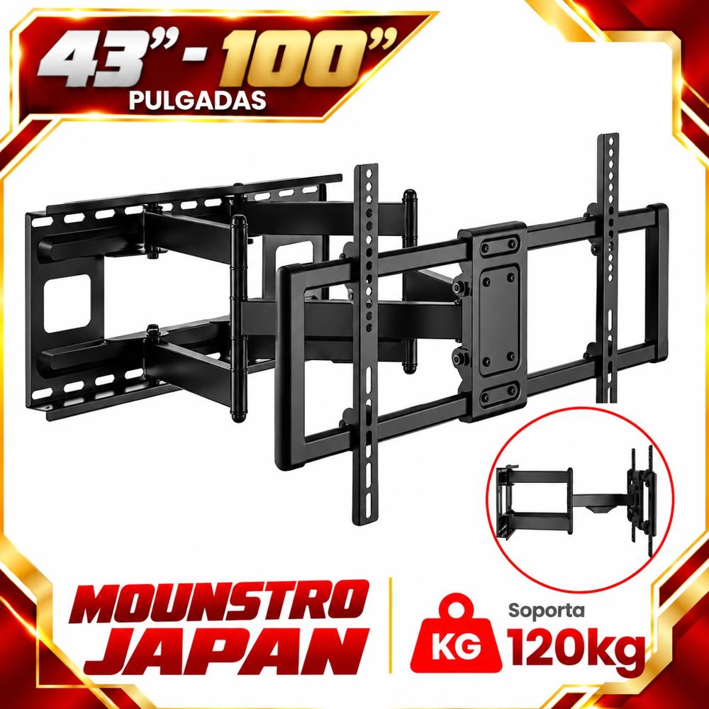 SOPORTE PARA TV GIRATORIO ULTRA REFORZADO PARA 120 KG ACORDEON PANTOGRAFO DE 32 A 100 PULAGADAS