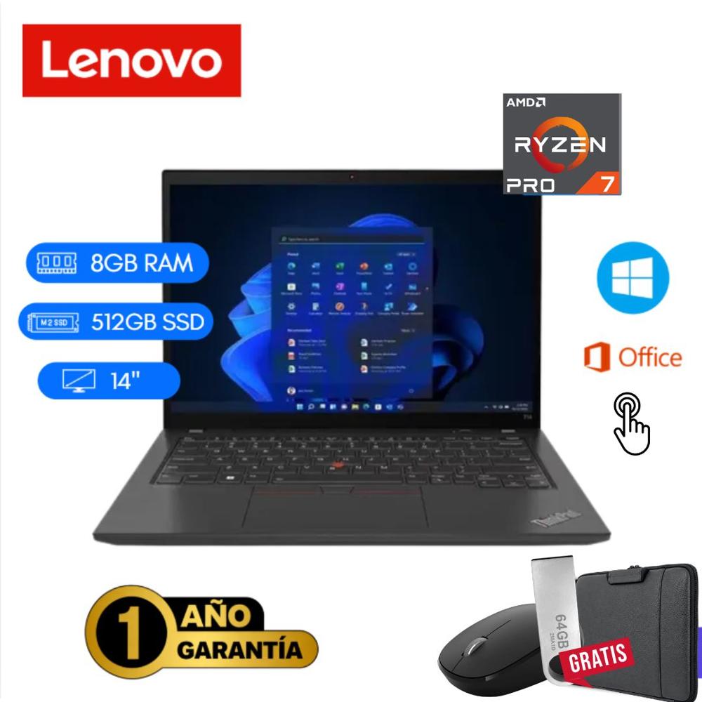 Laptop seminueva Lenovo ThinkPad T14 Gen 1 Ryzen 7 Pro 8GB RAM 512GB SSD 14 pul. Touch - Combo