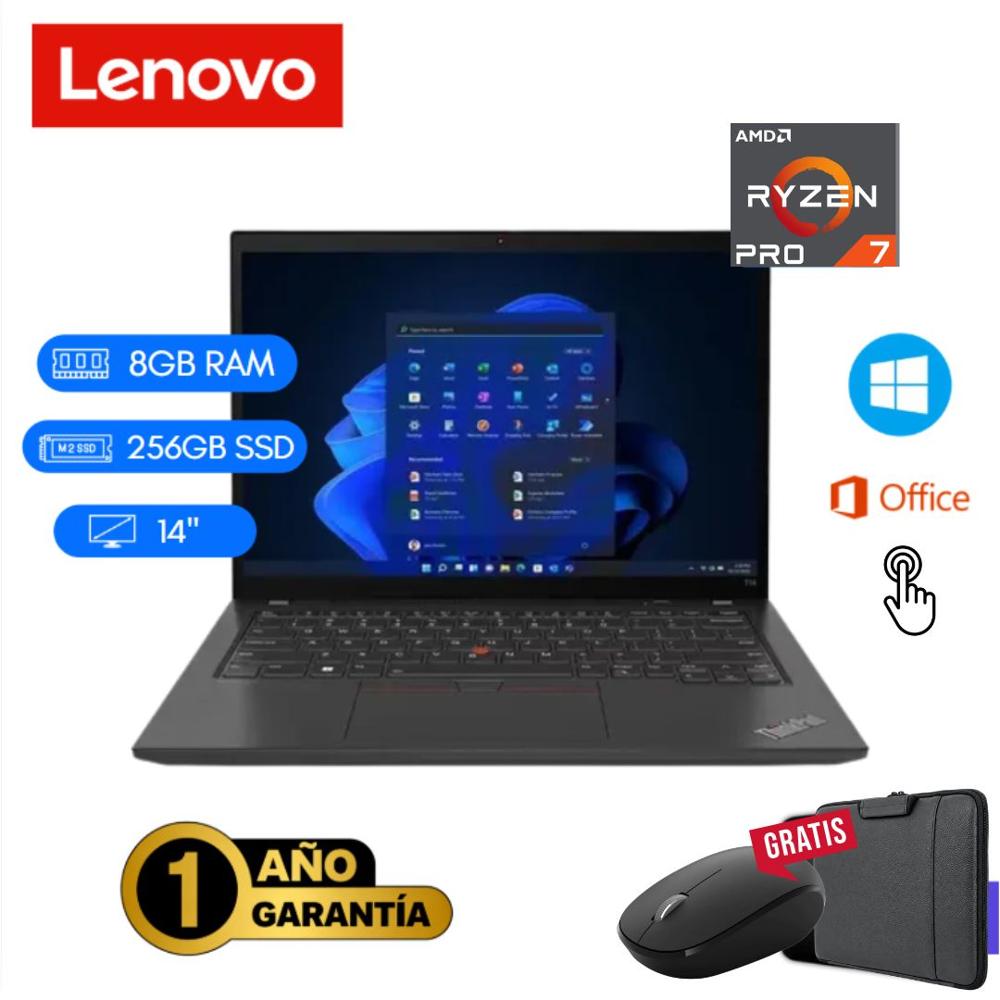 Laptop seminueva Lenovo ThinkPad T14 Gen1 Ryzen 7 Pro 8GB RAM 256GB SSD 14 pul. Touch - Combo