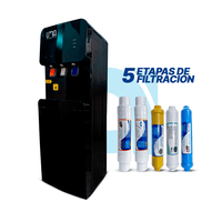 Dispensador de agua ultrablack premium con 5 filtros - Purificador de agua
