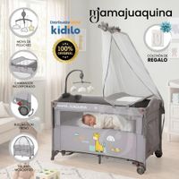 Cuna Colecho Corral BIANCA de Lujo Kidilo Gray con Colchón