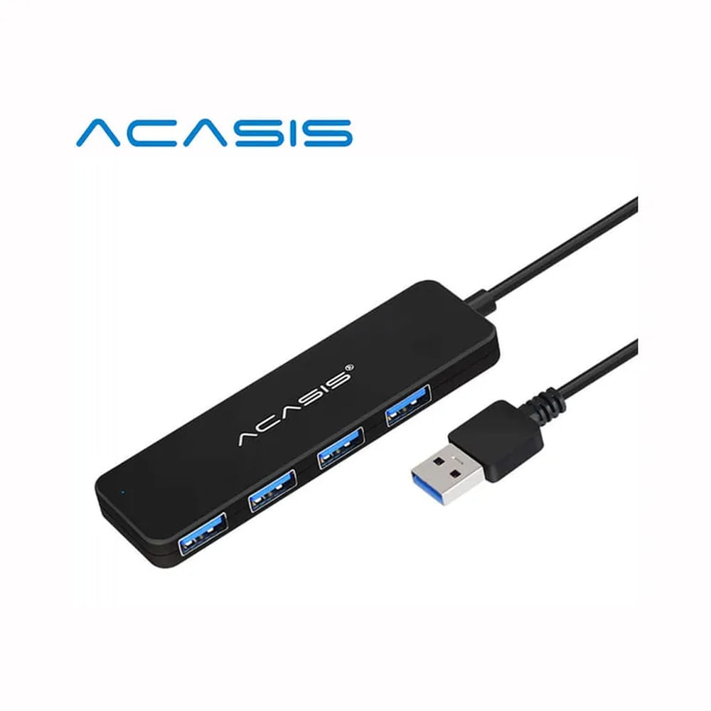 MINI HUB USB 3.0 TIPO A DE 4 PUERTOS USB 3.0 NEGRO PARA PC O LAPTOP PLASTICO ACASIS