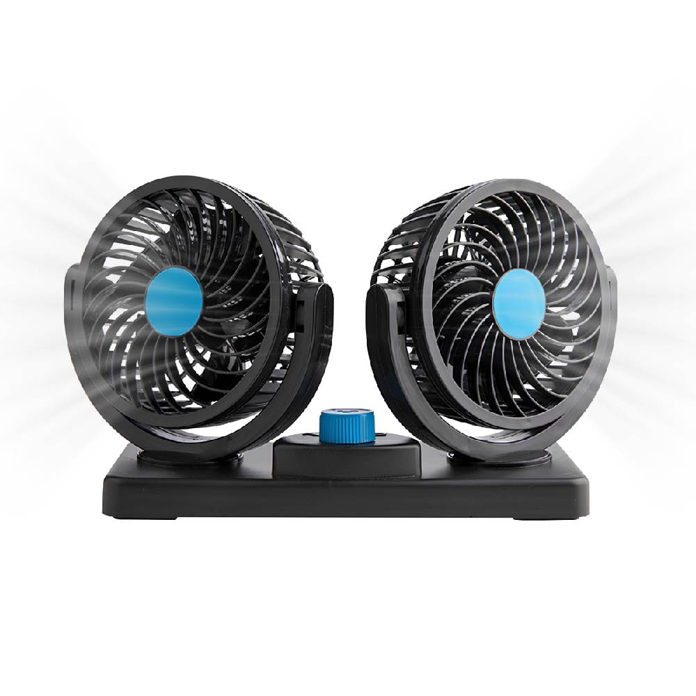 VENTILADOR DOBLE CABEZAL USB 5V PARA AUTO Y OFICINA