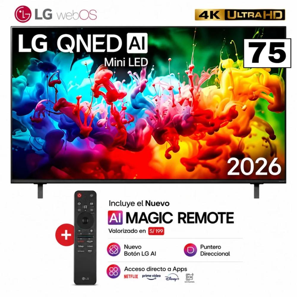Televisor Smart TV 75'' LG QNED MiniLED UHD 4K WebOS 75QNED65BSA Modelo 2026
