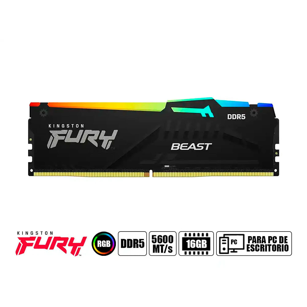 MEMORIA RAM KINGSTON FURY BEAST 16GB DDR5 5600MTS CL40 KF556C40BBA-16