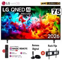 Televisor Smart TV 75'' LG QNED MiniLED UHD 4K WebOS 75QNED65BSA 2026 con Antena y Rack Fijo
