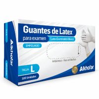 Guantes de Látex Alkhofar Talla L Empolvados para Examen Caja x 100 Unidades