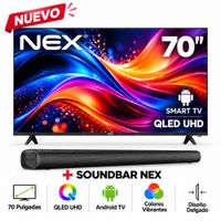 Televisor NEX QLED 70 4K ULTRA HD ANDROID TV TVQLED70S MAS SOUNDBAR NEX